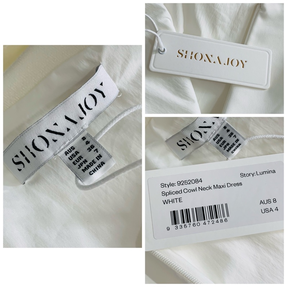 SHONA JOY Dillon Cowl Neck Maxi Dress in Seabreeze White Size 4 - Picture 15 of 16